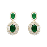Etnico Stylish Design Crystal Diamond Necklace & Earrings Jewellery Set for Women (Green)