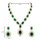 Etnico Stylish Design Crystal Diamond Necklace & Earrings Jewellery Set for Women (Green)