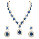 Etnico Stylish Design Crystal Diamond Necklace & Earrings Jewellery Set for Women (IJ394MO)