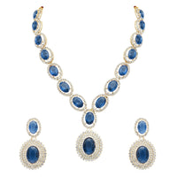 Etnico Stylish Design Crystal Diamond Necklace & Earrings Jewellery Set for Women (IJ394MO)