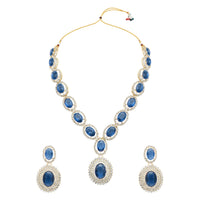 Etnico Stylish Design Crystal Diamond Necklace & Earrings Jewellery Set for Women (IJ394MO)