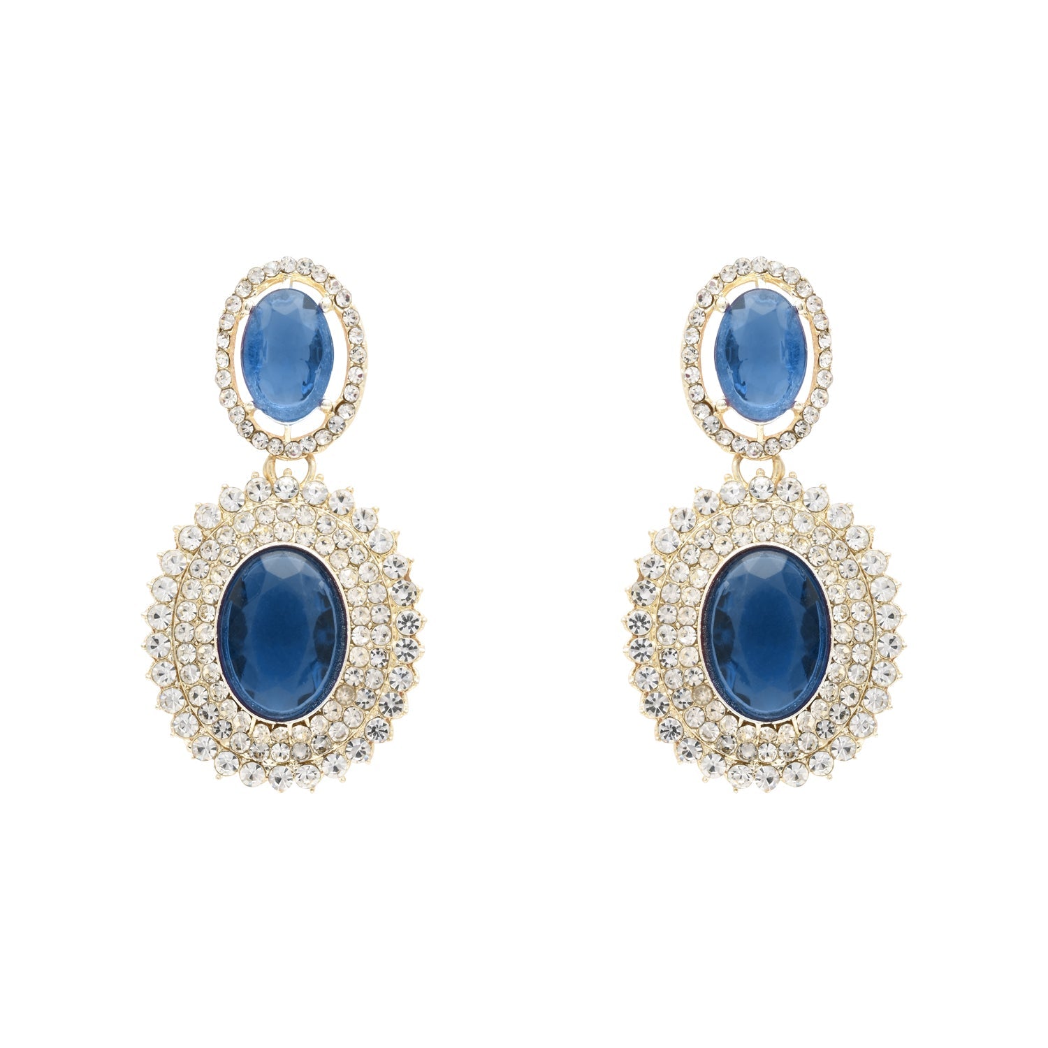 Etnico Stylish Design Crystal Diamond Necklace & Earrings Jewellery Set for Women (IJ394MO)