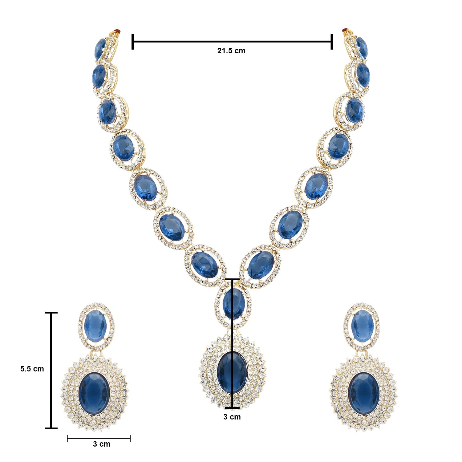Etnico Stylish Design Crystal Diamond Necklace & Earrings Jewellery Set for Women (IJ394MO)