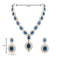 Etnico Stylish Design Crystal Diamond Necklace & Earrings Jewellery Set for Women (IJ394MO)