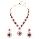 Etnico Stylish Design Crystal Diamond Necklace & Earrings Jewellery Set for Women (Wine)