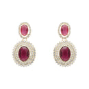 Etnico Stylish Design Crystal Diamond Necklace & Earrings Jewellery Set for Women (Wine)