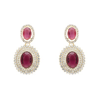 Etnico Stylish Design Crystal Diamond Necklace & Earrings Jewellery Set for Women (Wine)