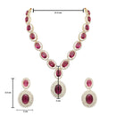 Etnico Stylish Design Crystal Diamond Necklace & Earrings Jewellery Set for Women (Wine)