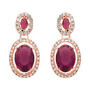 Etnico Rose Gold Plated Stylish Design Crystal Diamond Necklace & Earrings Jewellery Set for Women (IJ395RGWi)