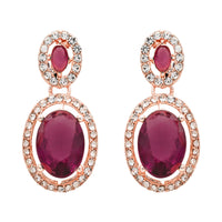 Etnico Rose Gold Plated Stylish Design Crystal Diamond Necklace & Earrings Jewellery Set for Women (IJ395RGWi)