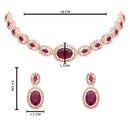 Etnico Rose Gold Plated Stylish Design Crystal Diamond Necklace & Earrings Jewellery Set for Women (IJ395RGWi)