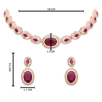 Etnico Rose Gold Plated Stylish Design Crystal Diamond Necklace & Earrings Jewellery Set for Women (IJ395RGWi)