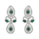 Etnico Silver Plated Stylish Design Crystal Diamond Necklace & Earrings Jewellery Set for Women (Silver Green)