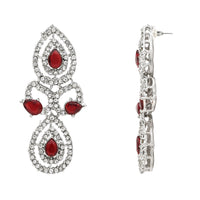 Etnico Silver Plated Stylish Design Crystal Diamond Necklace & Earrings Jewellery Set for Women (IJ396ZM)