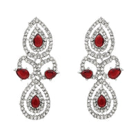 Etnico Silver Plated Stylish Design Crystal Diamond Necklace & Earrings Jewellery Set for Women (IJ396ZM)