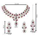 Etnico Silver Plated Stylish Design Crystal Diamond Necklace & Earrings Jewellery Set for Women (IJ396ZM)