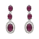 Etnico Silver Plated Stylish Design Crystal Diamond Necklace With Earrings & Maang Tikka Jewellery Set for Women (Silver Wine)