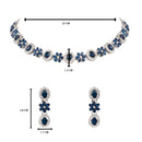 Etnico Silver Plated Traditional Stone Design Necklace Set with Earrings & Maang Tika for Women (IJ398ZBl)
