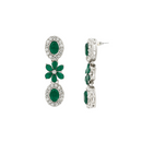 Etnico Silver Plated Traditional Stone Design Necklace Set with Earrings & Maang Tika for Women (Silver Green)