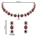 Etnico Silver Plated Traditional Stone Design Necklace Set with Earrings & Maang Tika for Women (Silver Maroon)