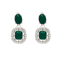 Etnico Silver Plated Traditional Stone Design Necklace Set with Earrings & Maang Tika for Women (IJ399ZG)