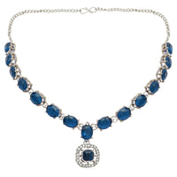 Etnico Silver Plated Stylish Design Crystal Diamond Necklace & Earrings Jewellery Set for Women (Montana)