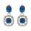 Etnico Silver Plated Stylish Design Crystal Diamond Necklace & Earrings Jewellery Set for Women (Montana)