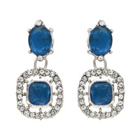 Etnico Silver Plated Stylish Design Crystal Diamond Necklace & Earrings Jewellery Set for Women (Montana)