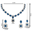 Etnico Silver Plated Stylish Design Crystal Diamond Necklace & Earrings Jewellery Set for Women (Montana)
