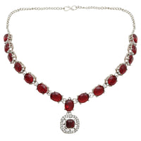 Etnico Silver Plated Stylish Design Crystal Diamond Necklace & Earrings Jewellery Set for Women (IJ399ZM)