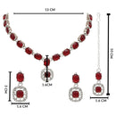 Etnico Silver Plated Stylish Design Crystal Diamond Necklace & Earrings Jewellery Set for Women (IJ399ZM)