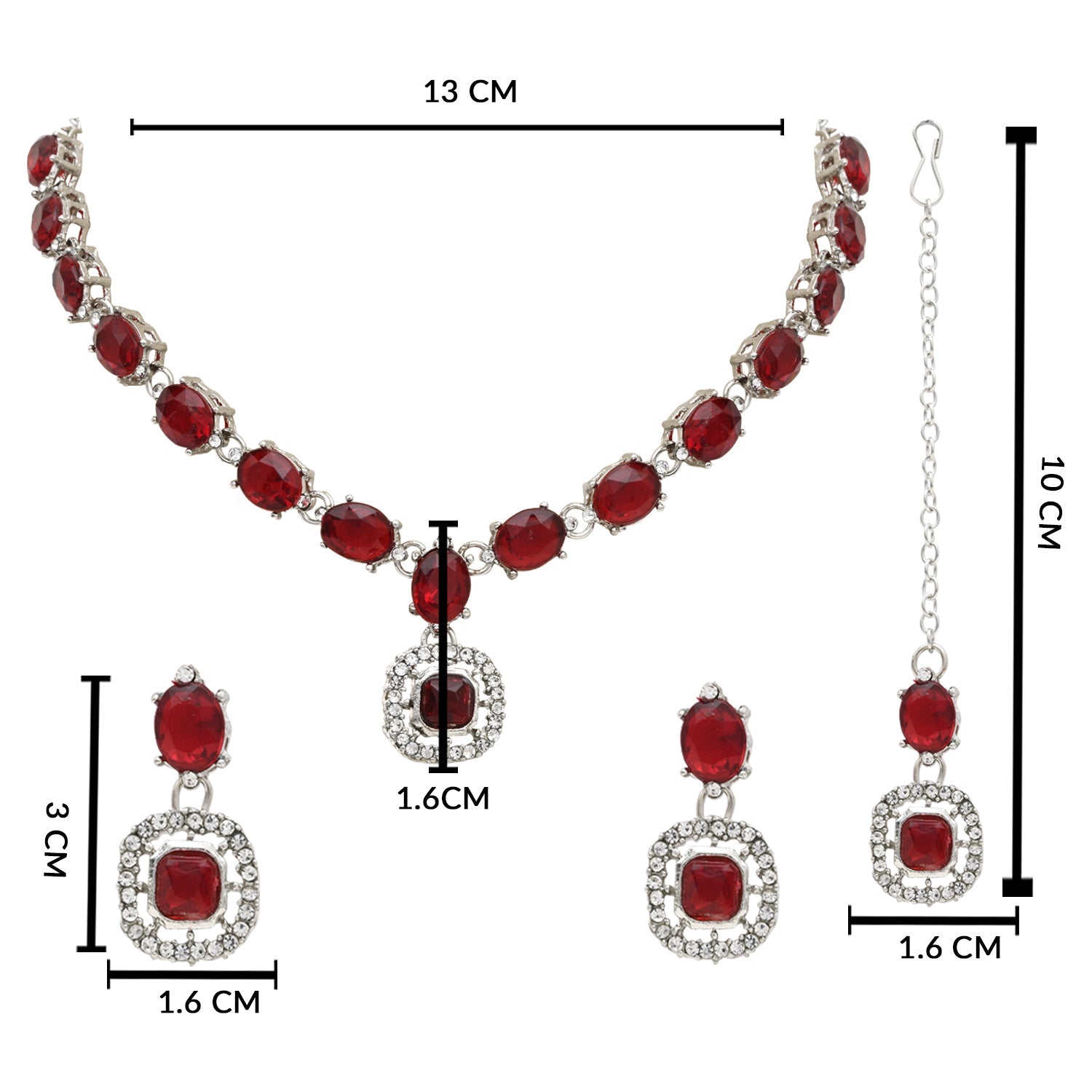Etnico Silver Plated Stylish Design Crystal Diamond Necklace & Earrings Jewellery Set for Women (IJ399ZM)