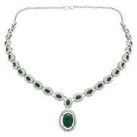 Etnico Silver Plated Stylish Design Crystal Diamond Necklace With Earrings & Maang Tikka Jewellery Set for Women (IJ400ZG)