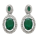 Etnico Silver Plated Stylish Design Crystal Diamond Necklace With Earrings & Maang Tikka Jewellery Set for Women (IJ400ZG)