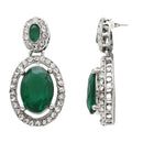 Etnico Silver Plated Stylish Design Crystal Diamond Necklace With Earrings & Maang Tikka Jewellery Set for Women (IJ400ZG)