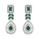 Etnico Silver Plated Stylish Design Crystal Diamond Necklace With Earrings & Maang Tikka Jewellery Set for Women (IJ402ZG)