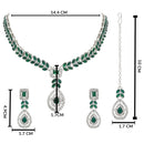 Etnico Silver Plated Stylish Design Crystal Diamond Necklace With Earrings & Maang Tikka Jewellery Set for Women (IJ402ZG)