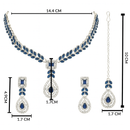 Etnico Silver Plated Elegant Leaf Motif Necklace Set with Earrings & Maang Tika for Women (IJ402ZMo)