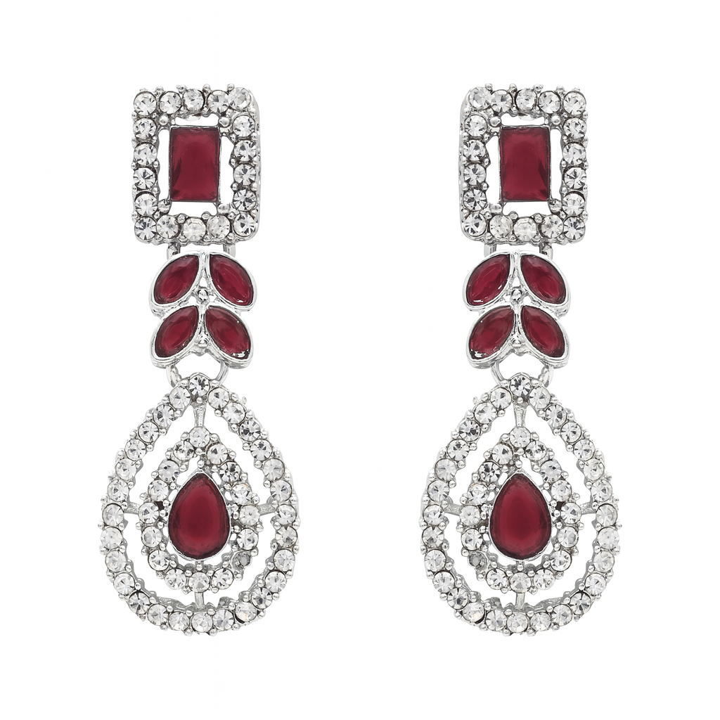 Etnico Silver Plated Elegant Leaf Motif Necklace Set with Earrings & Maang Tika for Women (IJ402ZWi)