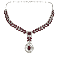 Etnico Silver Plated Elegant Leaf Motif Necklace Set with Earrings & Maang Tika for Women (IJ402ZWi)