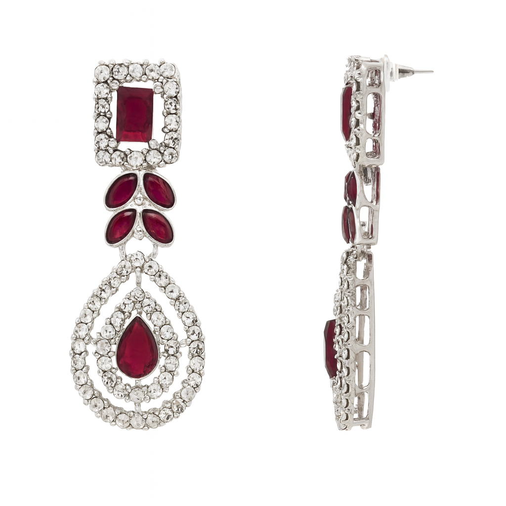 Etnico Silver Plated Elegant Leaf Motif Necklace Set with Earrings & Maang Tika for Women (IJ402ZWi)