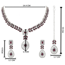 Etnico Silver Plated Elegant Leaf Motif Necklace Set with Earrings & Maang Tika for Women (IJ402ZWi)