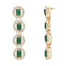 Etnico Gold Plated Stylish Design Crystal Diamond Multi Layer Necklace With Earrings & Maang Tikka Jewellery Set for Women (Green)