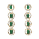 Etnico Gold Plated Stylish Design Crystal Diamond Multi Layer Necklace With Earrings & Maang Tikka Jewellery Set for Women (Green)