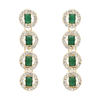 Etnico Gold Plated Stylish Design Crystal Diamond Multi Layer Necklace With Earrings & Maang Tikka Jewellery Set for Women (Green)
