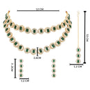 Etnico Gold Plated Stylish Design Crystal Diamond Multi Layer Necklace With Earrings & Maang Tikka Jewellery Set for Women (Green)