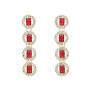 Etnico Gold Plated Stylish Design Crystal Diamond Multi Layer Necklace With Earrings & Maang Tikka Jewellery Set for Women (IJ403Q)