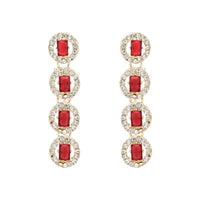 Etnico Gold Plated Stylish Design Crystal Diamond Multi Layer Necklace With Earrings & Maang Tikka Jewellery Set for Women (IJ403Q)