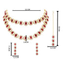 Etnico Gold Plated Stylish Design Crystal Diamond Multi Layer Necklace With Earrings & Maang Tikka Jewellery Set for Women (IJ403Q)