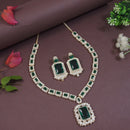 Etnico Gold Plated Stylish Design Crystal Diamond Necklace & Earrings Jewellery Set for Women (Green)